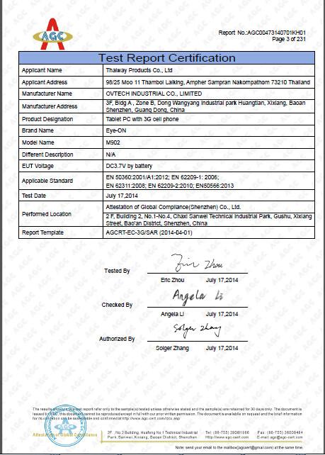 SAR Health Report - Ovtech Industrial Co,.ltd