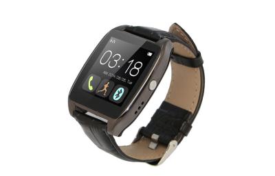 China Mp3 Phone Ring Hands Free Call Bluetooth Smart Wrist Watch With Genuine Leather Band for sale