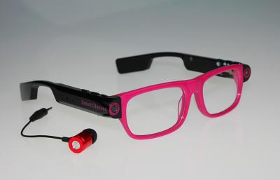 China Custom Pink Music / Phone Call Bluetooth Smart Glasses With 8GB Memory Card for sale