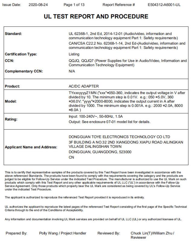 CUL - Shenzhen Toye Technology Co., Ltd.