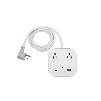 China Newcomer ETL USA Residential / General Purpose Standard Type Extension Socket Power Strip 2AC With USB A & C Ports Long AC Cord for sale