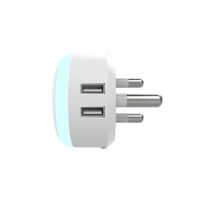 China Mobile Phone RGB Night Light USB Charger 3.1A Wall Charger With South African Plug for sale