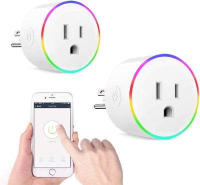 China USA US Smart Home Plug Wifi Residential / Multipurpose Radio With LED Light RGB Mini WiFi Smart Plug Works With Alexa Google Home for sale