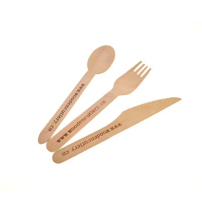 China Supplying Eco-friendly Compostable Disposable Wooden Utensils 100Forks 100Spoons 100Knives for sale