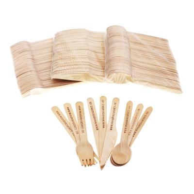 China Biodegradable Restaurant 160mm Wooden Spoon Fork Knife Disposable Wooden Tableware for sale