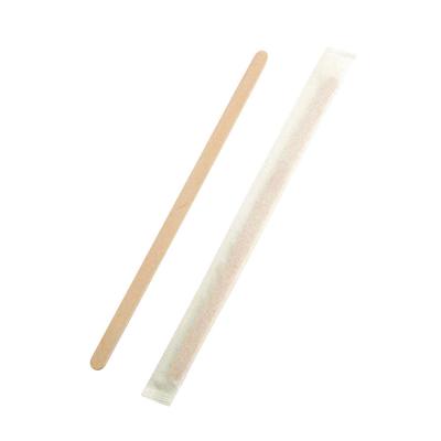 China Sustainable Coffee Stain Supply Eco - Friendly Disposable Wooden Stirrer With Single Wrapped for sale