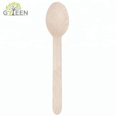 China Cheap Disposable Japanese Wooden Biodegradable 160mm Birch Wood Food Spoons for sale