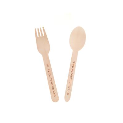 China Wholesale Biodegradable Wooden Disposable Spoon And Fork Tableware Supply for sale