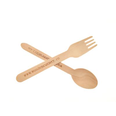 China Sustainable Wholesale Biodegradable Wooden Disposable Tableware Spoon And Fork for sale