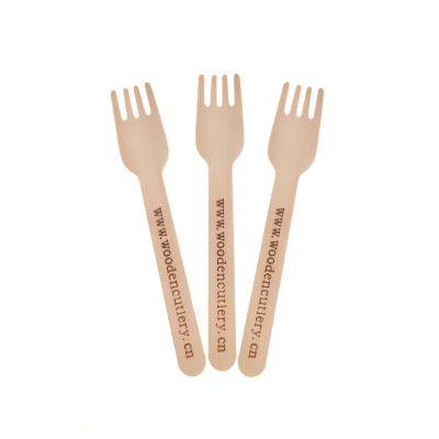 China Restaurant Tableware 160mm Food Grade Disposable Wooden Dessert Fork Biodegradable Compostable for sale