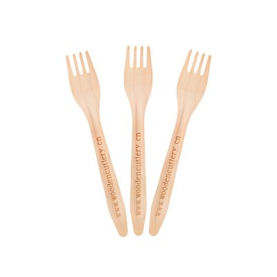 China Restaurant Compostable Dinnerware 165mm Disposable Dinnerware Fondue Fork Biodegradable Wood for sale