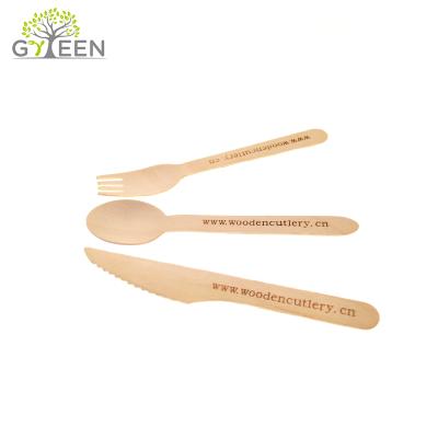 China Good Quality Compostable Restaurant Tableware Eco-friendly Picnic Utensil Disposable Wooden Cutlery Set for sale