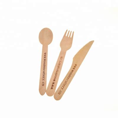 China Wholesale Custom Wooden Bulk Biodegradable Disposable Eco Friendly Restaurant Tableware Cutlery Birchwood Free Samples Can Be Hot Stamping Logo for sale