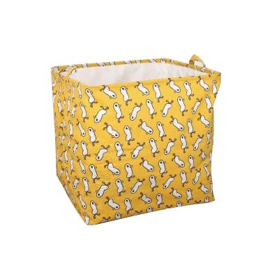 China Cotton Fabric Eco Friendly Sturdy Folding Laundry Baskets Storage Baskets With Handles for sale