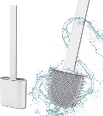 China Sustainable Creative Flat Space Save Soft TPR Toilet Brushes For Toilet Cleaning for sale