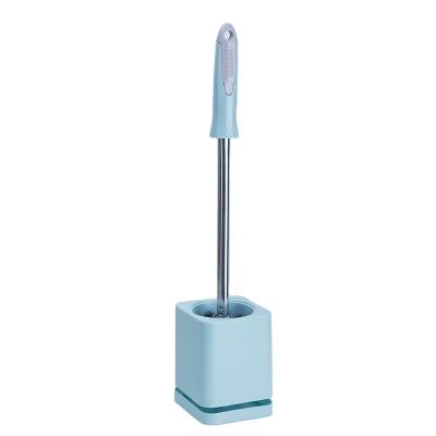 China Sustainable Light Blue Flexible Japanese Steel Stain Handle Wall Mounted Toilet Brushes for sale