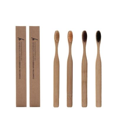 China Disposable Biodegradable Bamboo Toothbrush, BPA Free Eco-Friendly Bristles Charcoal Toothbrush Soft Private Label for sale