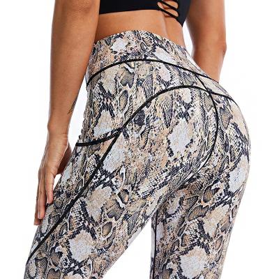 China Amazon Breathable Hot Sales Butt Lift Gaiters Yoga Pants Plus Size Snakes Printed Fitness Women Yoga Gaiters for sale