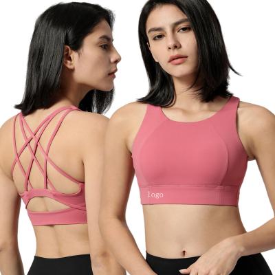 China Breathable Fashionable Cross Yoga Bra Women Sports Fitness Sports Bra Back Bra for sale