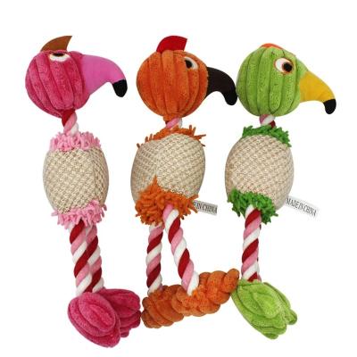 China 3-Color Pet Bite Toy Cotton Rope Squeaky Plush Stocked Resistant Bumping Doll Molar Teeth Bite Resistant Teeth Pet Cleaning Supplier for sale