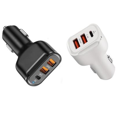 China Mobile Phone 30W QC3.0 Ports Fast Car Charger 2 USB Ports+ Type 3 C Port PC Charger For Smart Phone for sale