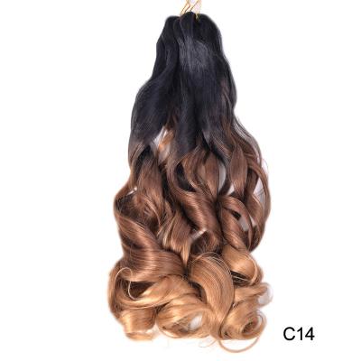 China Straight Factory Price  Braids Wavy Curly 24Inch Long Loose Wave French Curl Blond Mix Brown Synthetic Crochet Braids for sale