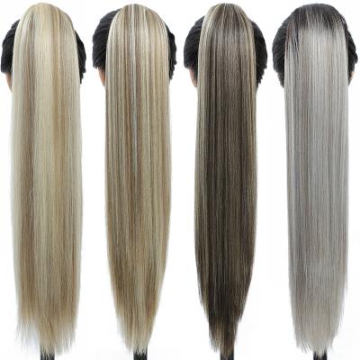 China Straight Ponytail Extension Synthetic Fiber Hair Extension Tie Up Ponytail Heat Resistant Drawstring Hair Ponytail for sale