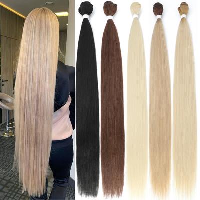 China Looks More Nature Bone Straight Hair Bundles Salon Natural Hair Extensions Fibers Super Long Synthetic Yaki Straight Hair Weaving Full to End for sale