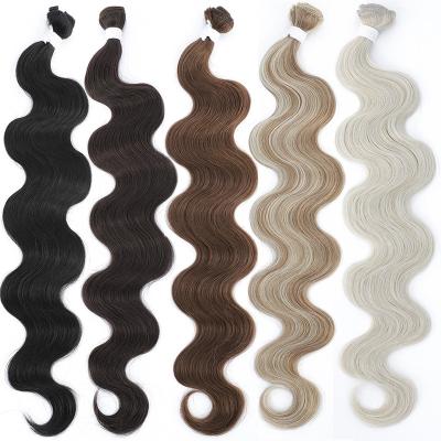 China High Temperature Fiber Colorful Body Wave Hair Bundles 613 Piano Blonde Natural Synthetic Hair Extensions Ombre Thick Ponytail Loose Deep Hair Weaving for sale