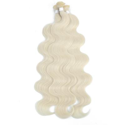 China High Temperature Fiber White Body Wave Hair Bundles Synthetic Natural Weave Hair Color #4 Brown Piano Blonde Pink Purple  Blue Hair Extensions for sale