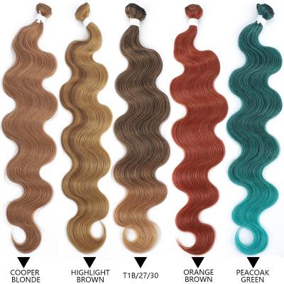 China High Temperature Fiber Body Wave Bundles Brazilian Hair Weaving Soft Natural Synthetic Hair Extensions Colorful Body Wave Top Quality Thick Hair for sale