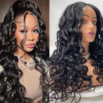 China Daily Use 13*4 Lace Frontal Wig For Black Women Deep Curly Synthetic Lace Front Wigs Water Wet Wavy Heat Resistant Fiber Cosplay for sale