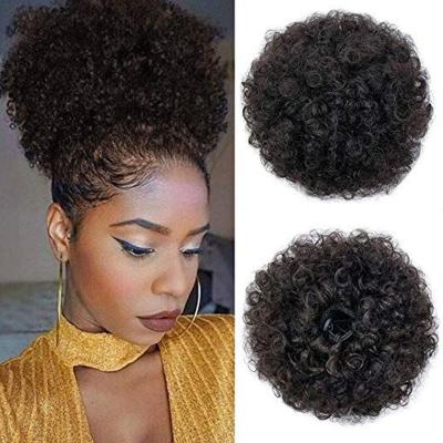 China Synthetic Hair afro ponytail Afro Puff Synthetic Hair Bun Chignon Hairpiece For Women Wig Drawstring Ponytail Kinky Curly Clip In Extensions Pony Tail for sale