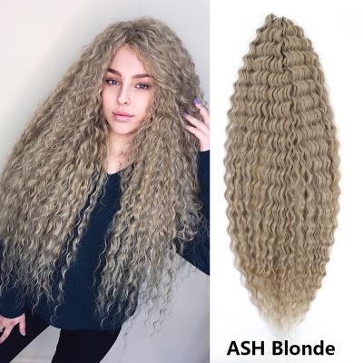 China High Temperature Fiber Soft Water Wave Crochet Hair Synthetic Braid Hair Ombre Blonde Orange 30 Inch Deep Wave Braiding Hair Extension for sale