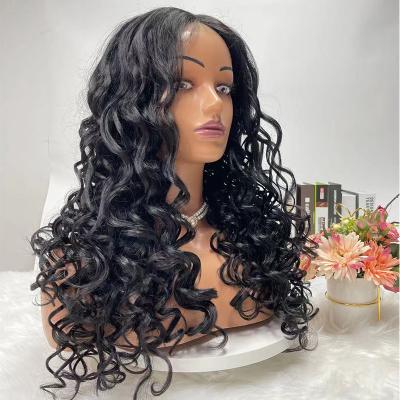 China Daily Use Wholesale 13*4 Lace Frontal Wig For Black Women Deep Curly Synthetic Lace Front Wigs Water Wet Wavy Heat Resistant Fiber for sale