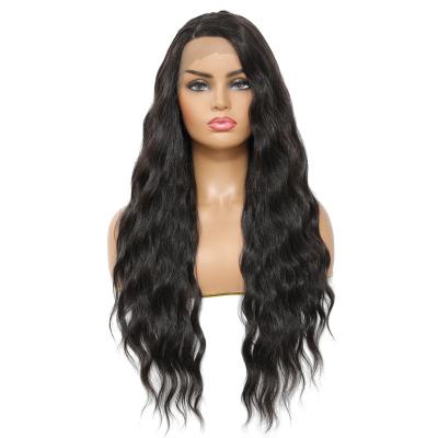 China Daily Use Water Wave Natural Color Wigs Futura Hair T Part Lace Heat Resistant Synthetic Lace Front Wig For Black Women for sale