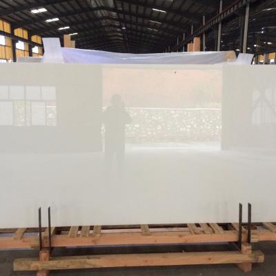 China Machine Cut Modern Pure White Artificial Nano Stone 3th Crystal Glass Stone Slabs, White Crystallized for sale