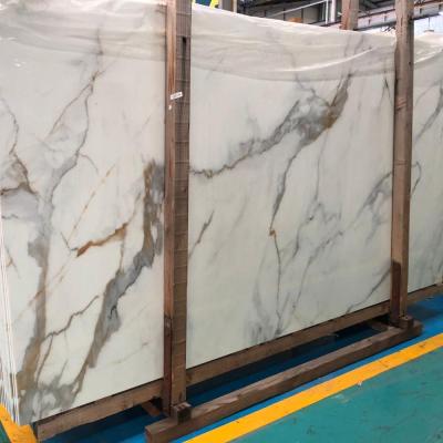 China Calacatta Modern Nano Gold Crystallized Stone Slab for sale