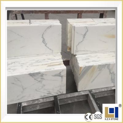 China Countertops Large Artificial Stone Calacatta White Quartz Polished Tile Slabs Price for sale