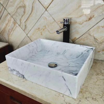 China Hot Selling Modern And Popular White Marble Sink Basin New Size Customized White Wash Basin Design for sale