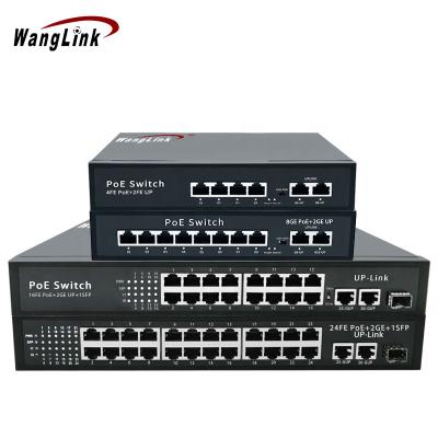 China Wholesale Prices Standard POE Switch Wanglink OEM/ODM 4 8 16 24 Port CCTV 10/100/1000M POE Switches For Hikvision IP Camera IEEE802.3af/at for sale