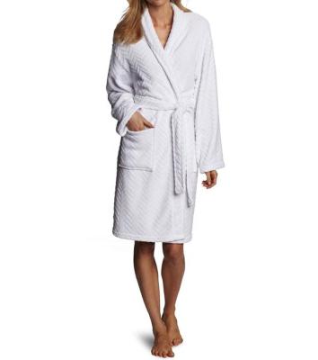 China QUICK DRY Herringbone Textured Flannel Robe Fleece Robe Plush Robe for sale