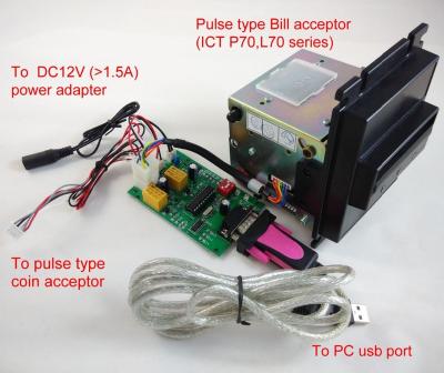 China ABS pulse type coin acceptor and bill acceptor interface to computer for sale