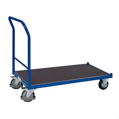 China Factory 300 Kg Load Fixed Steel Warehouse Trolley Wheel Trolley Platform Hand Truck for sale