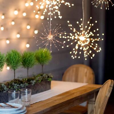 China Eco-friendly Hot Outdoor Copper Wire Decoration Store Garden Party Amazon Solar Firework Decorative String Lights for sale