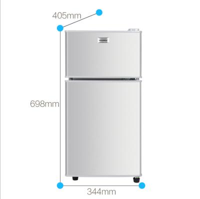 China Silver Gray Single-Temperature Dorms Small Apartment 2 Doors Fridge Freezer Home Refrigerators For Home for sale