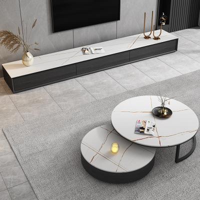 China (Size) 2021 adjustable fashionable living room furniture short table set rock material marble coffee tables for sale