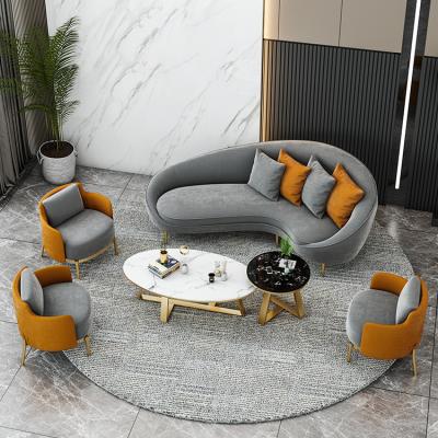 China (Height)Adjustable modern single sofa C shape double 3/4/5 seat+coffee table set velvet metal legs design sofa for sale