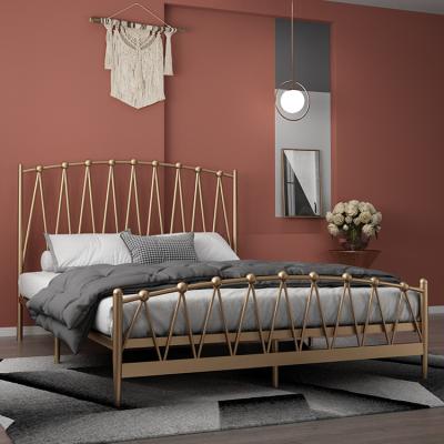 China (Height)Adjustable Queen Bed Frame Wrought Iron The Bed Frame Metal Design Double Bed Bedroom Furniture for sale