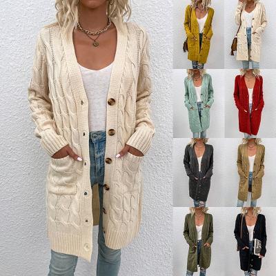 China wholesale Anti-wrinkle drop ribbed cardigan knit sweater coat with pocket bottom cardigans 2021 winter women sweater cardigan for sale